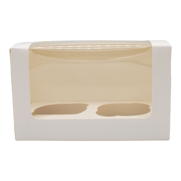 4" Deep White Cupcake Box With Window