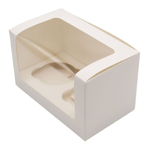 4" Deep White Cupcake Box With Window