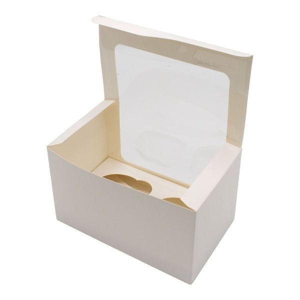 4" Deep White Cupcake Box With Window