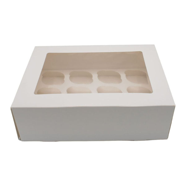 4" Deep White Cupcake Box With Window