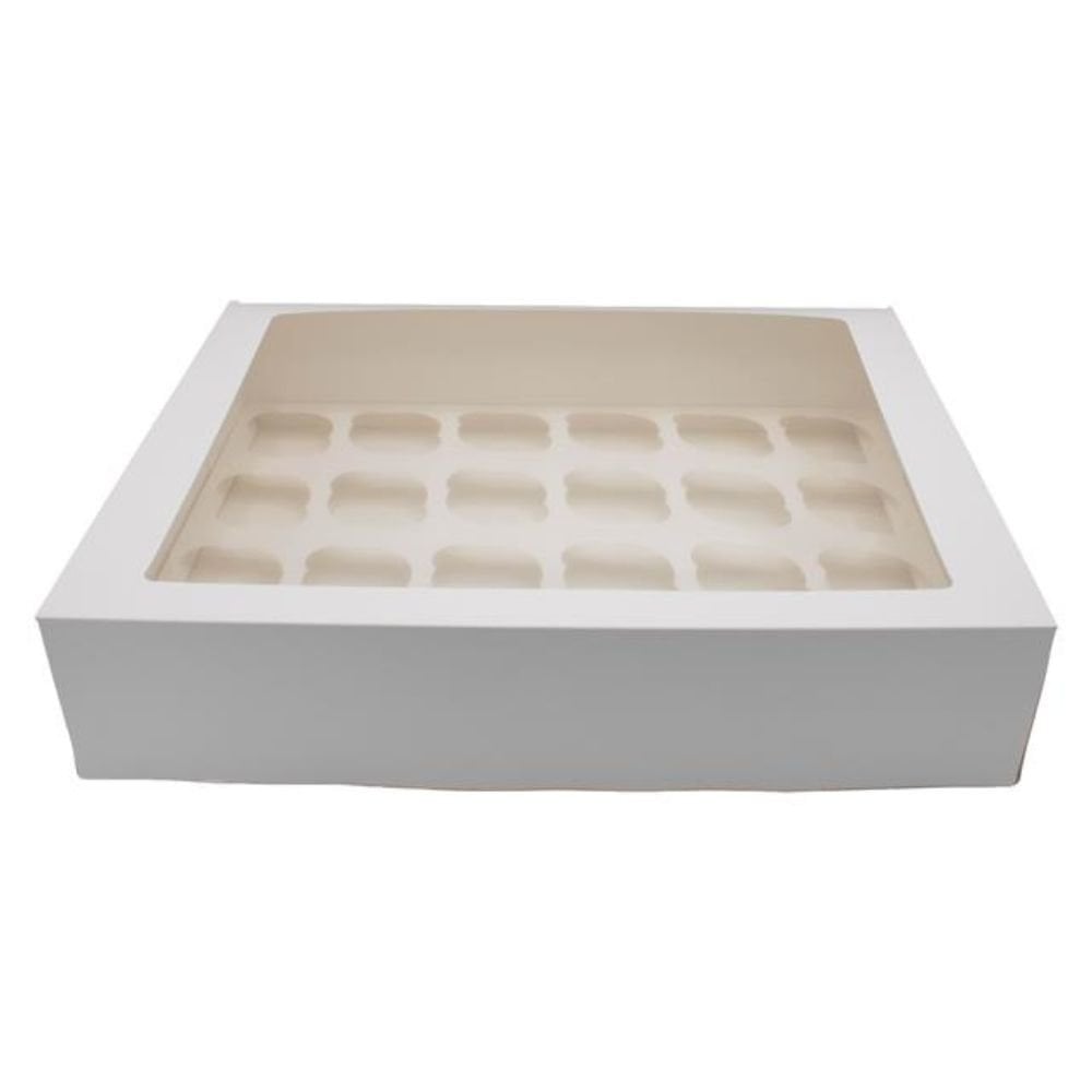 4" Deep White Cupcake Box With Window