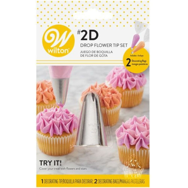 No.2D Drop Flower Decorating Tip & Piping Bags Set of 3