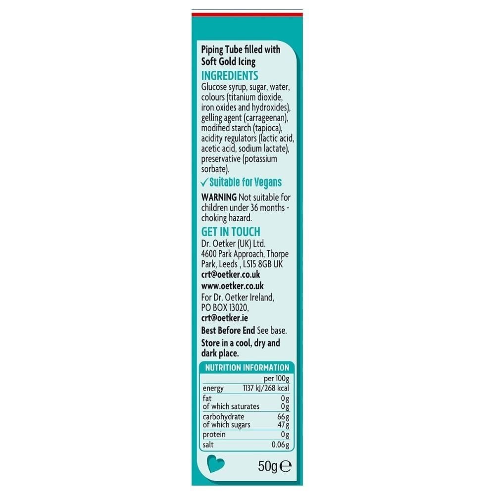 Gold Decorating Icing Tube 50g