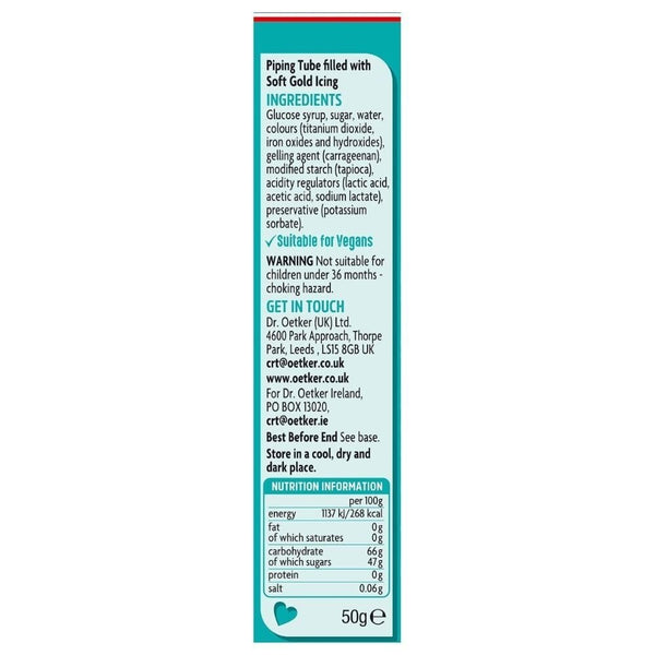 Gold Decorating Icing Tube 50g