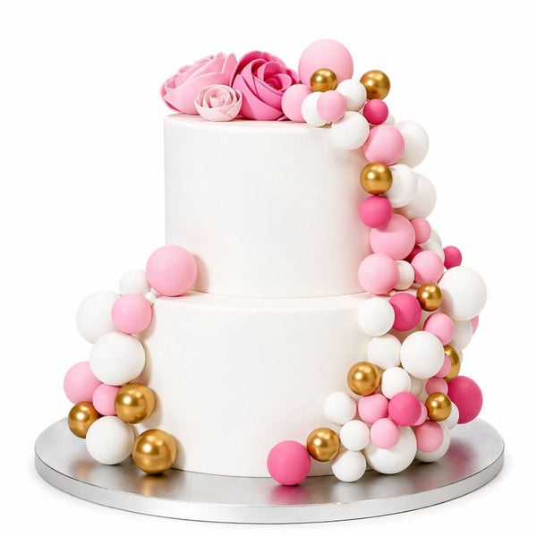 Hot Pink Ombre & Gold Decorative Ball Set