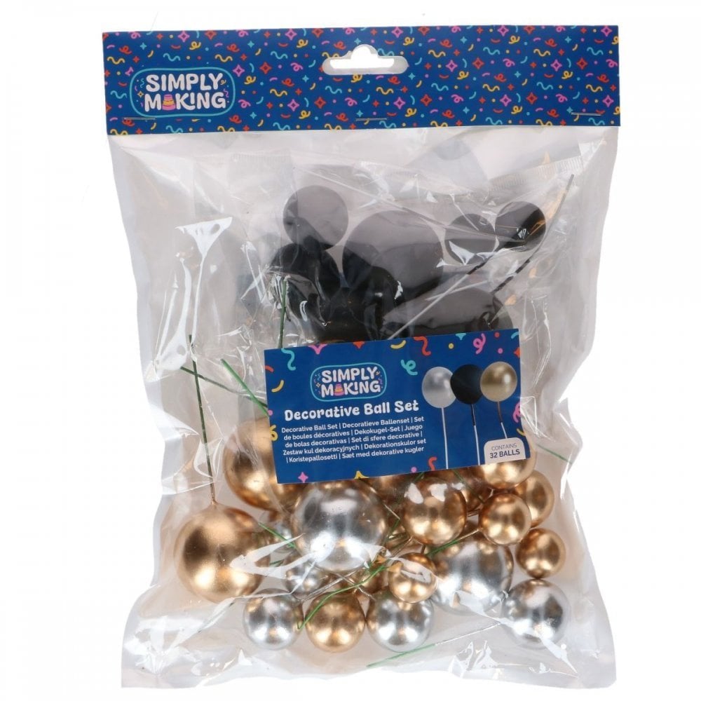 Metallic Gold & Silver & Black Decorative Ball Set