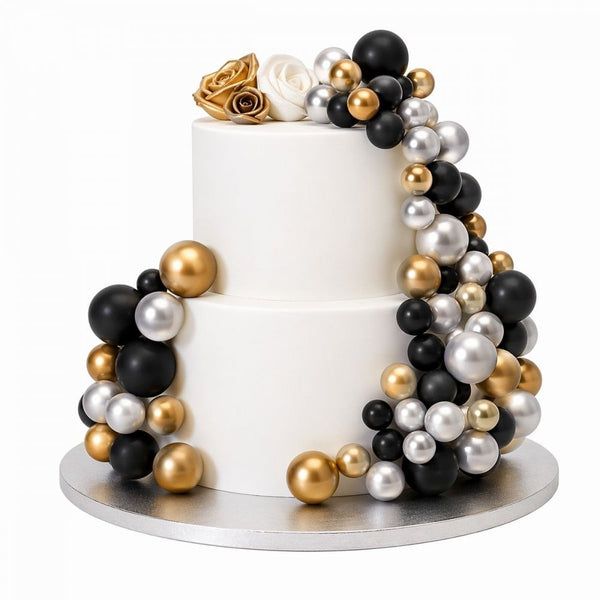 Metallic Gold & Silver & Black Decorative Ball Set