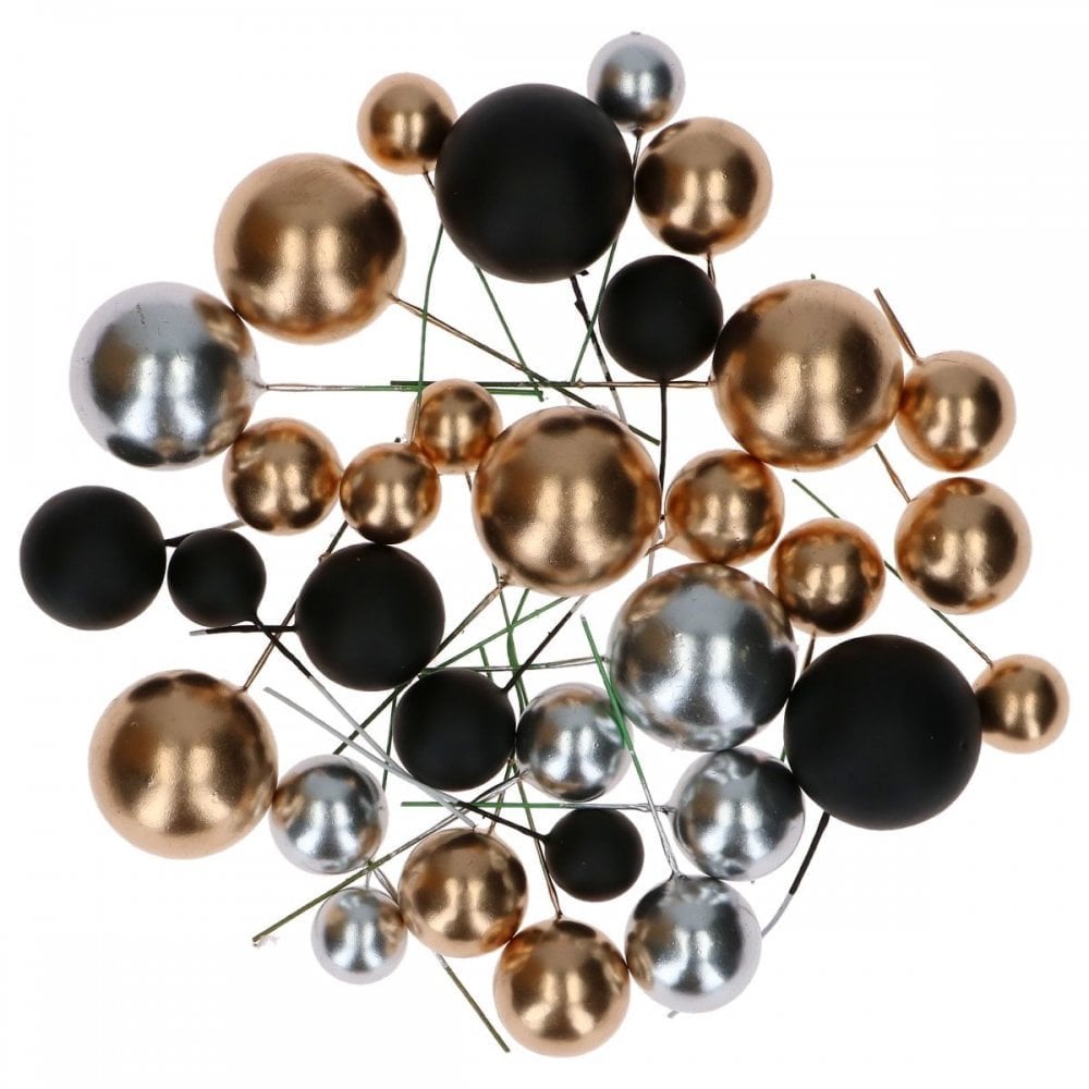 Metallic Gold & Silver & Black Decorative Ball Set