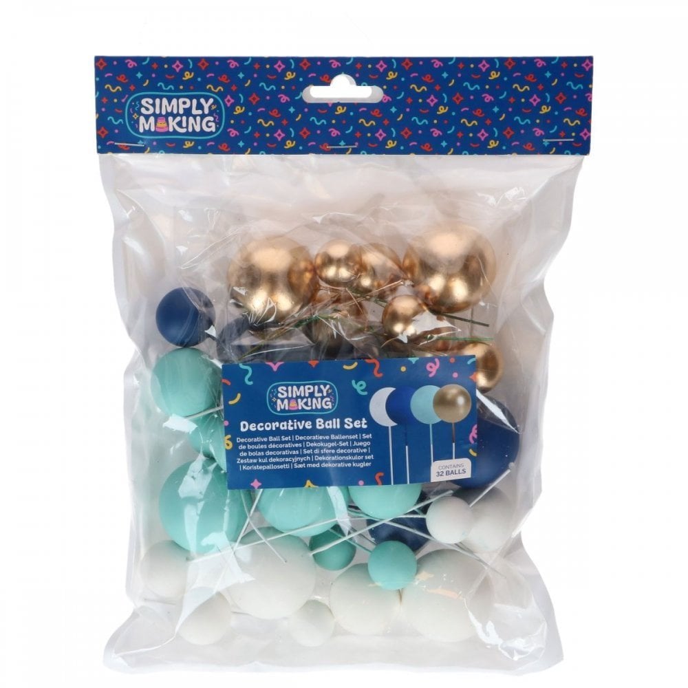 Blue Ombre & Gold Decorative Ball Set