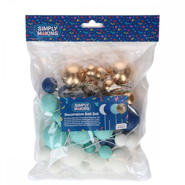 Blue Ombre & Gold Decorative Ball Set