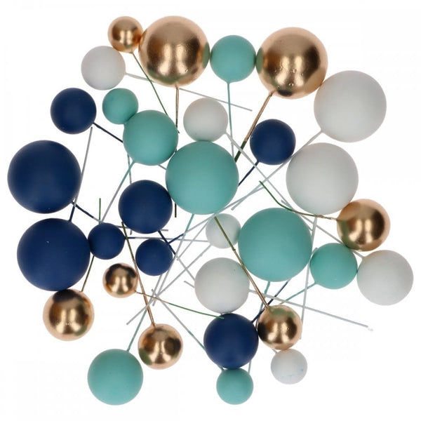 Blue Ombre & Gold Decorative Ball Set