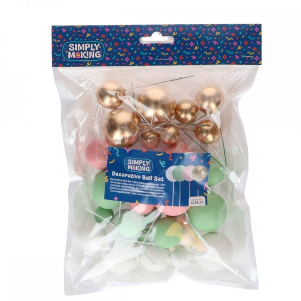 Pastel Pink & Green & Gold Decorative Ball Set