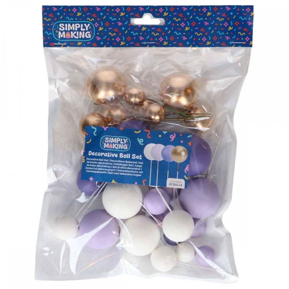 Purple Ombre & Gold Decorative Ball Set