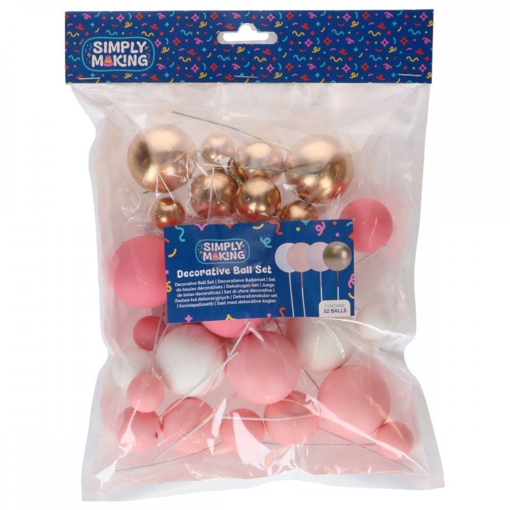 Pink Ombre & Gold Decorative Ball Set