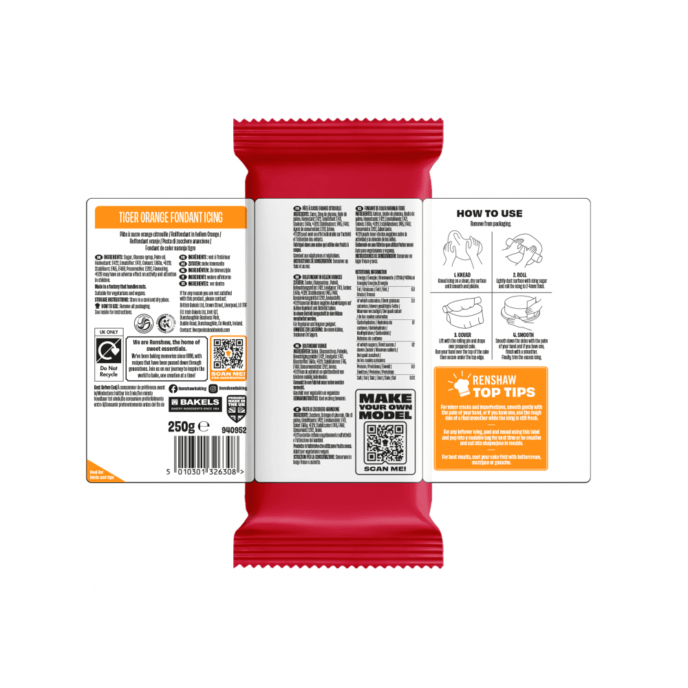 Tiger Orange - Just Roll With It Sugarpaste Fondant Icing 250g