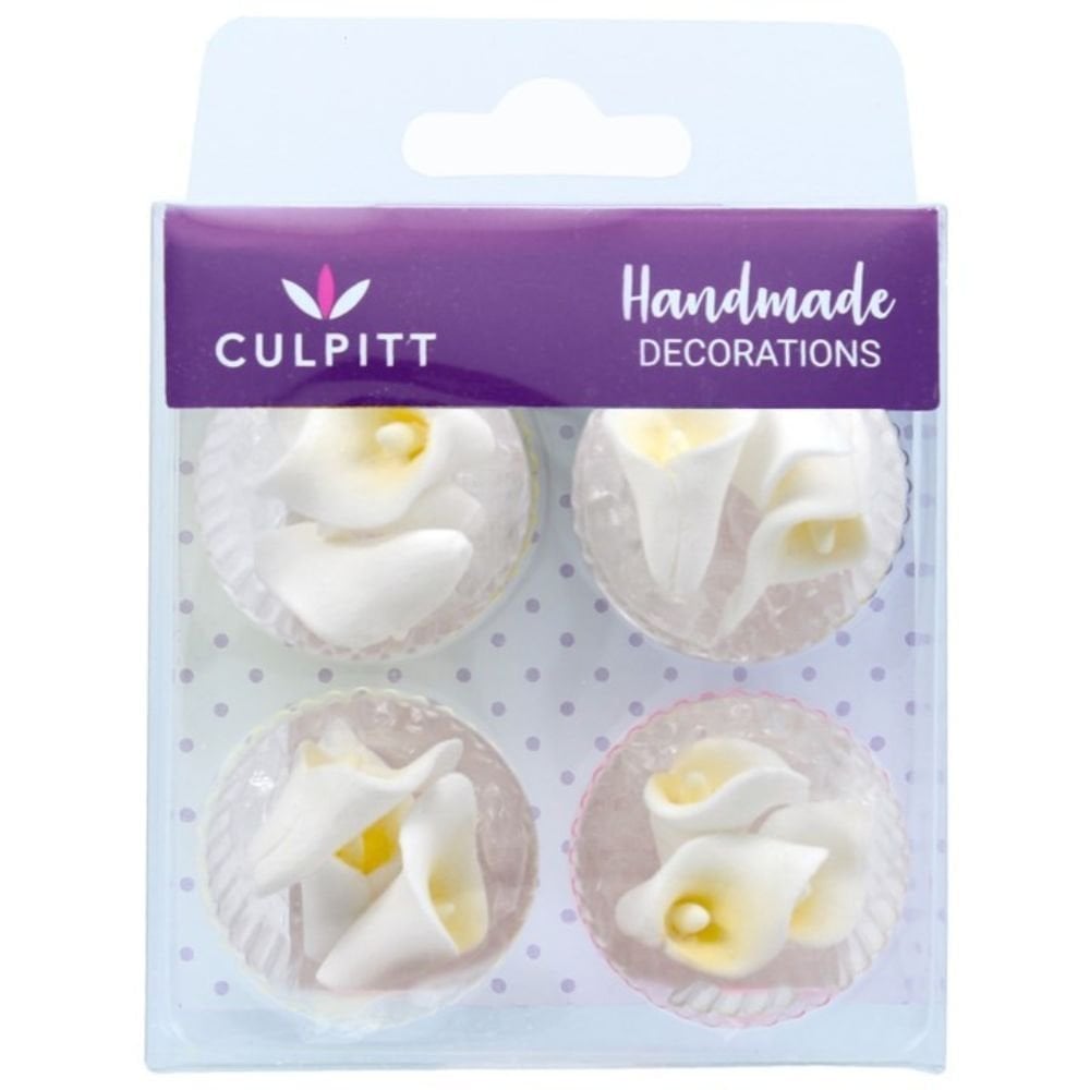 Mini White Calla Lily Edible Sugar Toppers Set Of 12