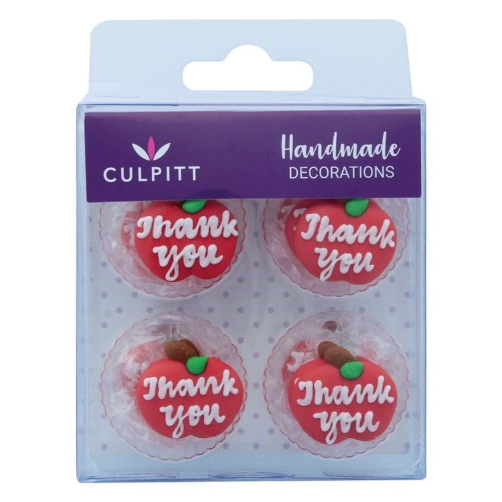 Thank You Apple Edible Sugar Toppers Set Of 12