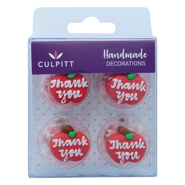 Thank You Apple Edible Sugar Toppers Set Of 12