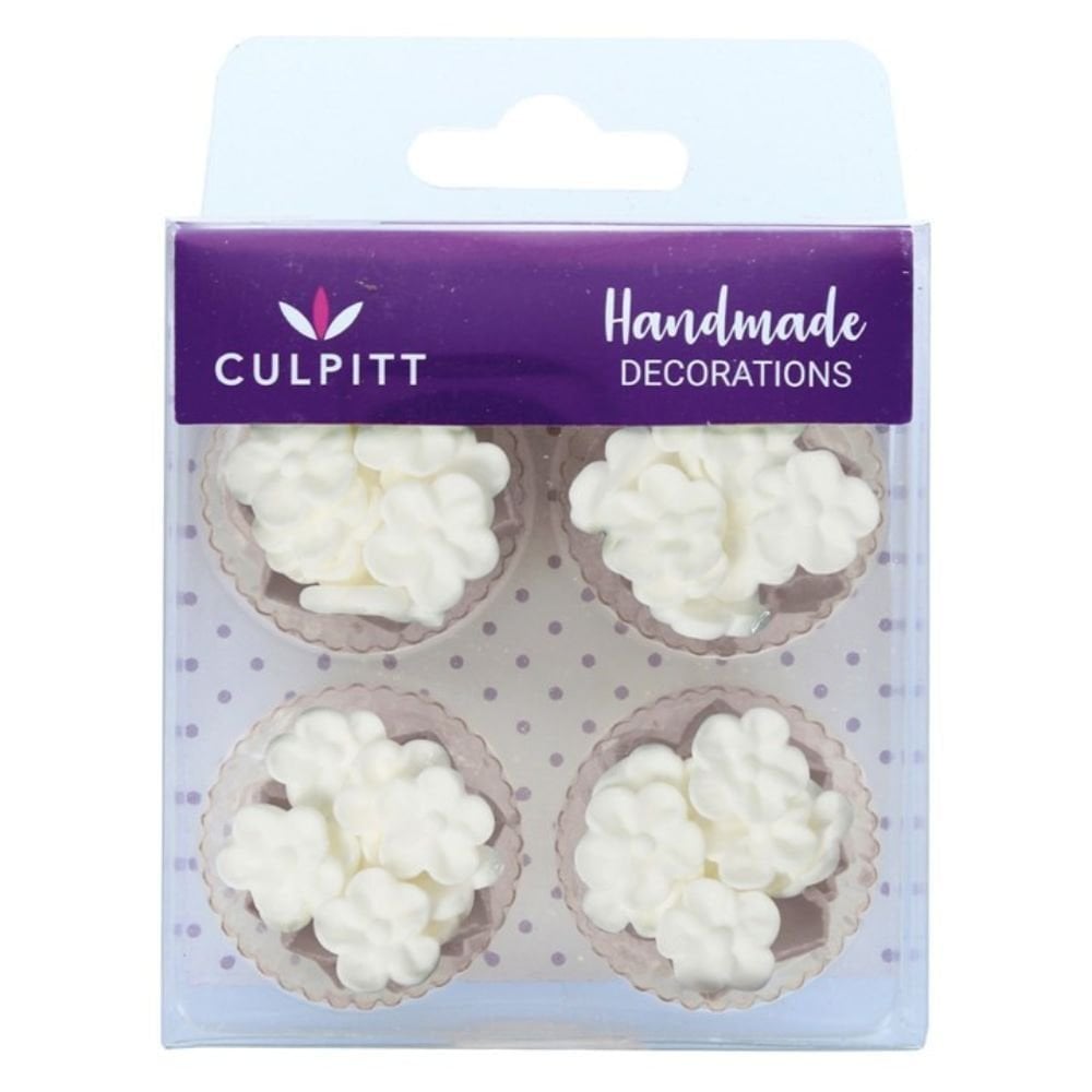 White Mini Blossoms Edible Sugar Toppers Set Of 48