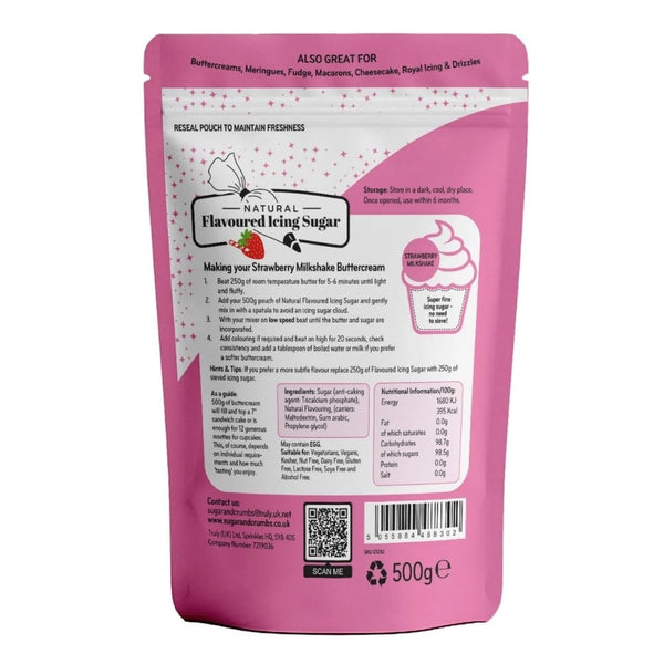 Strawberry Milkshake - Natural Flavoured Icing Sugar 500g