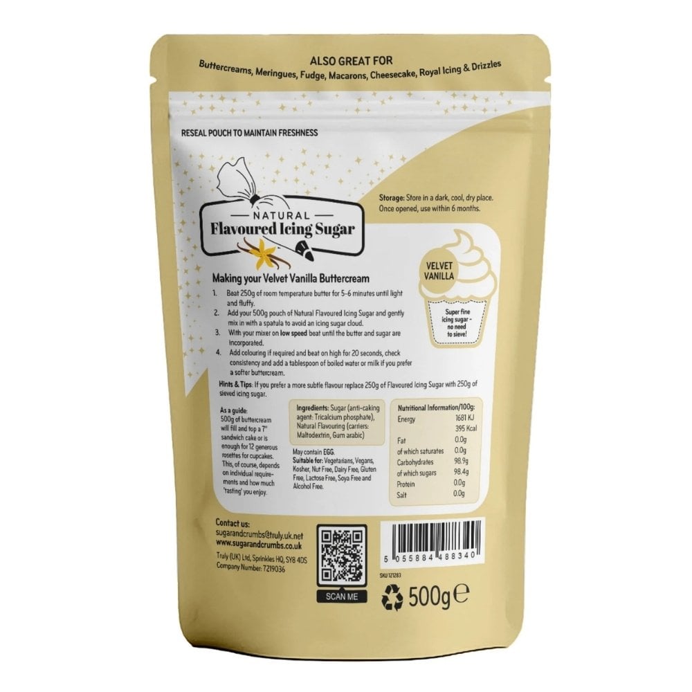 Velvet Vanilla - Natural Flavoured Icing Sugar 500g