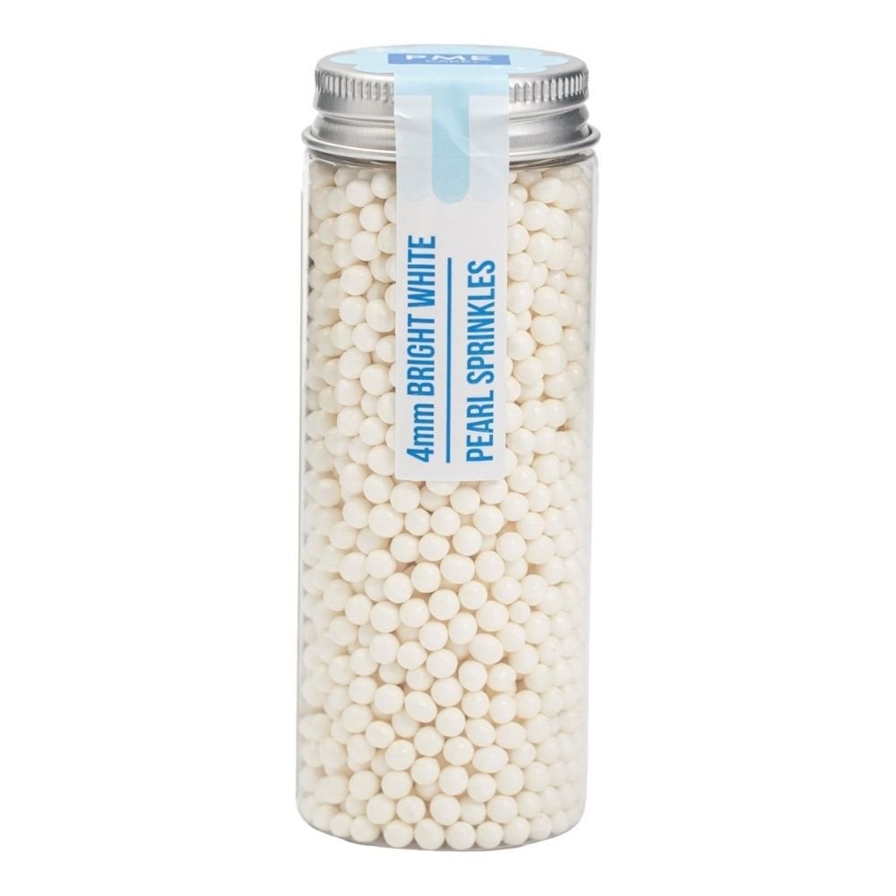 4mm Bright White Pearl Sprinkles 74g