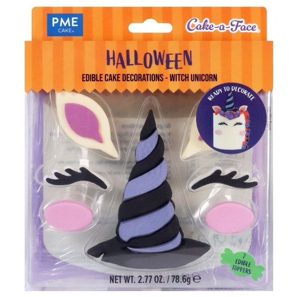 Witch Unicorn Halloween Edible Cake Decorations Set of 7