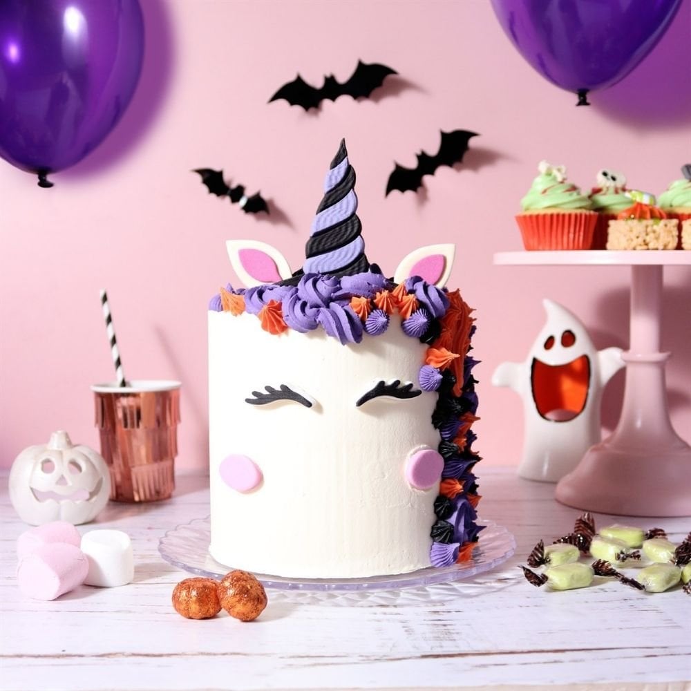 Witch Unicorn Halloween Edible Cake Decorations Set of 7