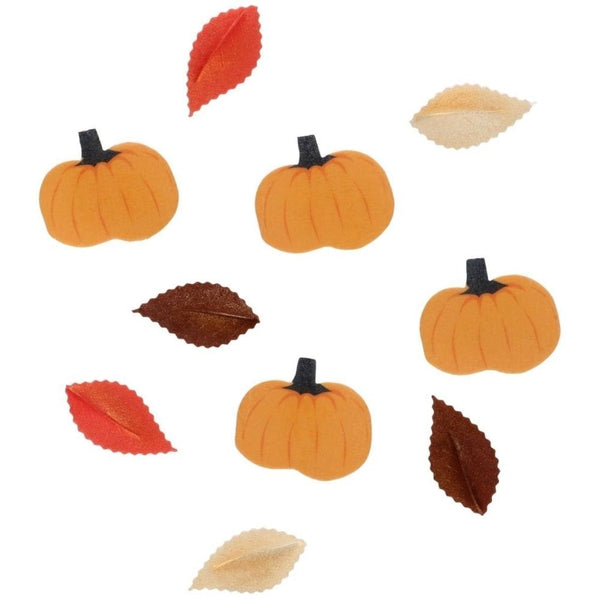 Autumn Leaves & Pumpkins Edible Wafer Decorations Set of 10