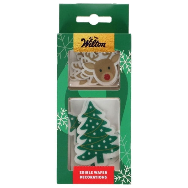 Reindeer & Christmas Tree Edible Wafer Decorations Set of 9