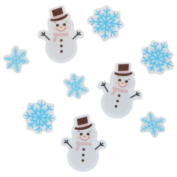Snowmen & Snowflakes Edible Wafer Decorations Set of 9