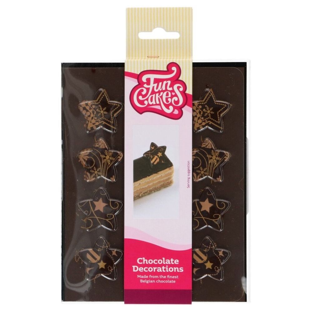 Bronze Gold Chocolate Stars Decorations x 12